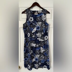 Talbots Blue and White Leaf Print Dress